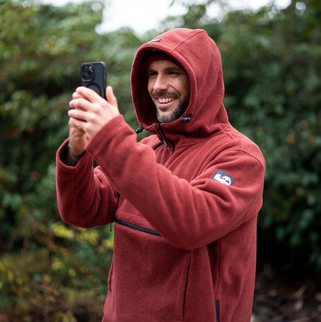 Haukland Fleece Hoodie für Fotografen - Rot