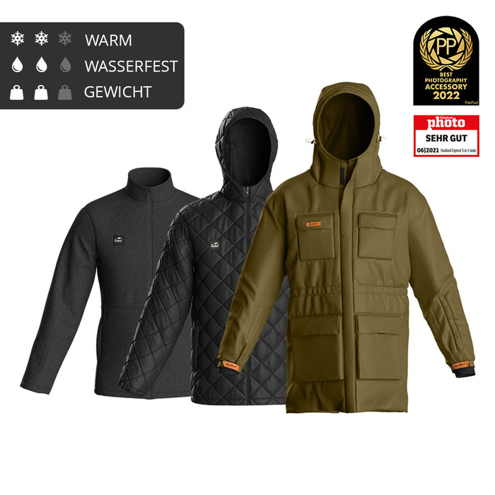 Haukland Classic - 7in1 Set - Outdoor Jacke für Fotografen – Oliv