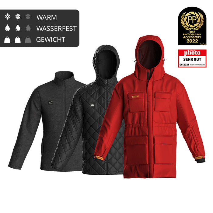 Haukland Classic - 7in1 Set - Outdoor Jacke für Fotografen – Rot